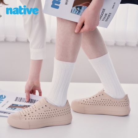 native纯白色【厚底2.0】纯色一体款2.0洞洞鞋4cm增高更轻