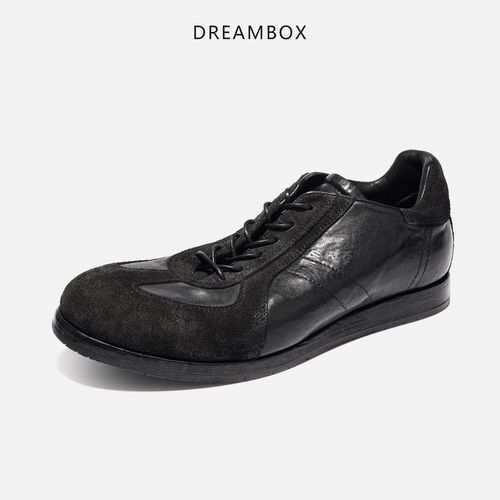DREAMBOX钧博水洗马皮舒适透气德训鞋英伦复古休闲软皮手工阿甘鞋主图