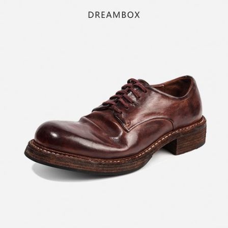 DREAMBOX钧博英伦复古德比鞋男水洗马皮固特异商务休闲皮鞋
