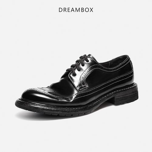 DREAMBOX钧博vibram新款马臀皮布洛克雕花皮鞋手工固特异休闲皮鞋主图