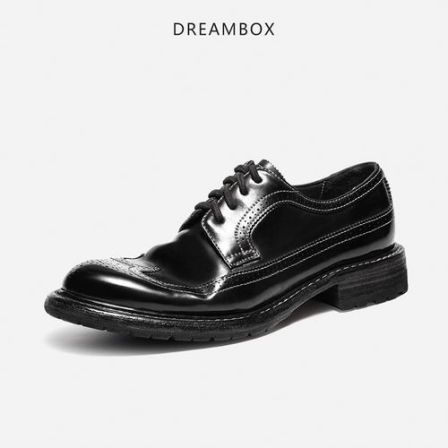 DREAMBOX钧博vibram新款马臀皮布洛克雕花皮鞋手工固特异休闲皮鞋