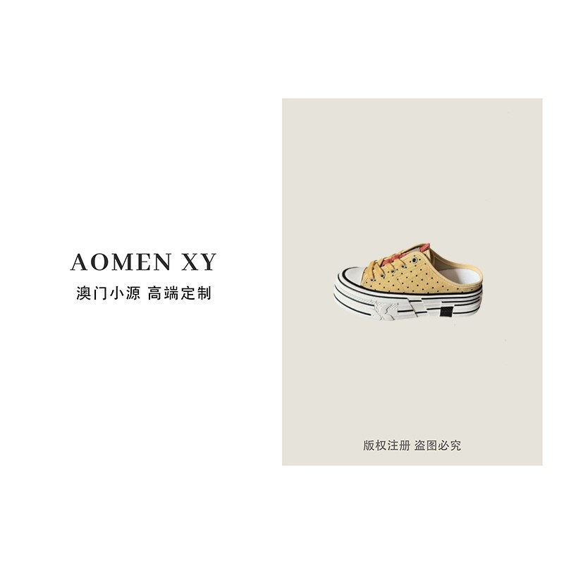 AOMENXY 6CM2026夏季新款松糕厚底镂空系带包头女半拖X26066主图