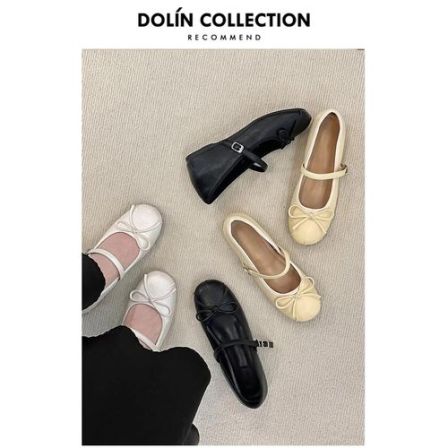 【黄蓉专属】Dolin collection-B蝴蝶结内增高方头法式芭蕾浅口玛丽珍配裙单鞋