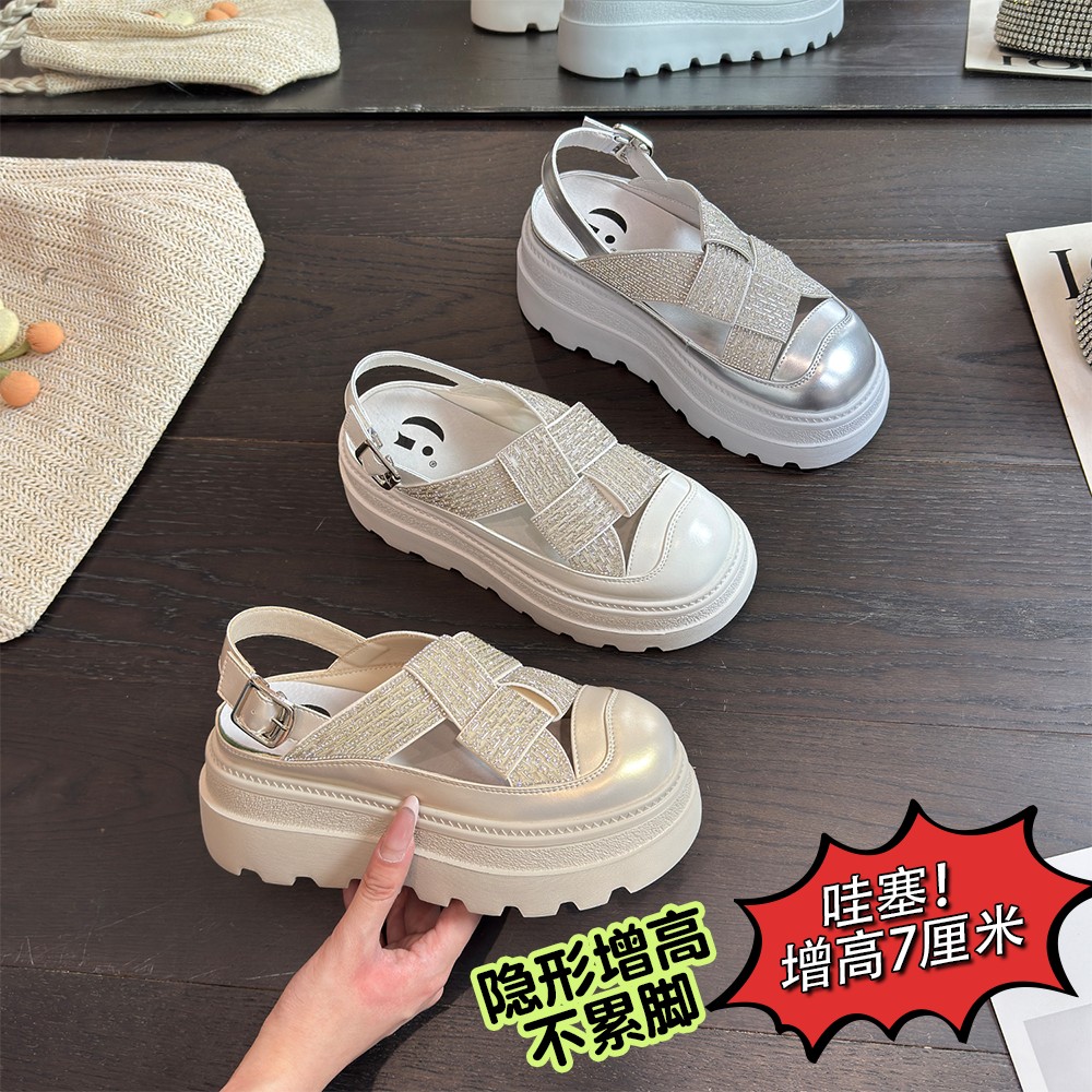 IG/IG增高7CM2026夏季新款爆款时尚百搭镂空透气增高女鞋61016主图
