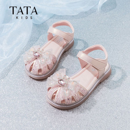 TATA他她童鞋女童凉鞋夏季新款小女孩水晶公主鞋儿童软底包头鞋子