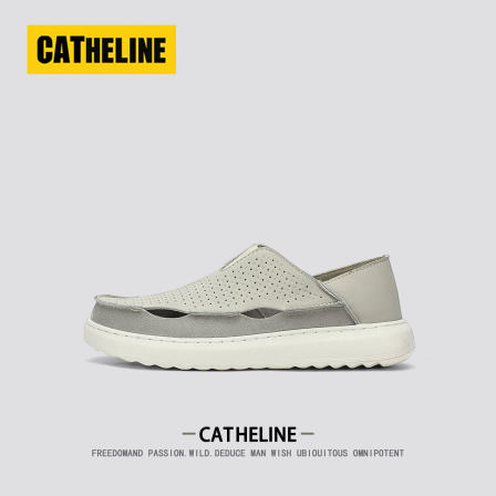 美国CAT.HELINE男鞋夏季新款镂空软底高端洞洞鞋开车一脚蹬皮凉鞋