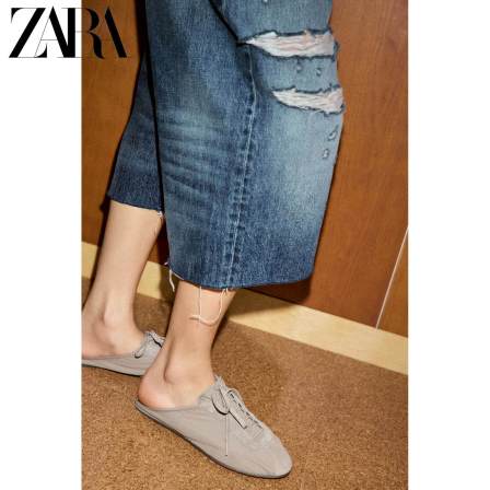 ZARA2026夏季新品 女鞋 浮雕橡胶鞋底露跟织物运动鞋 5065710 032