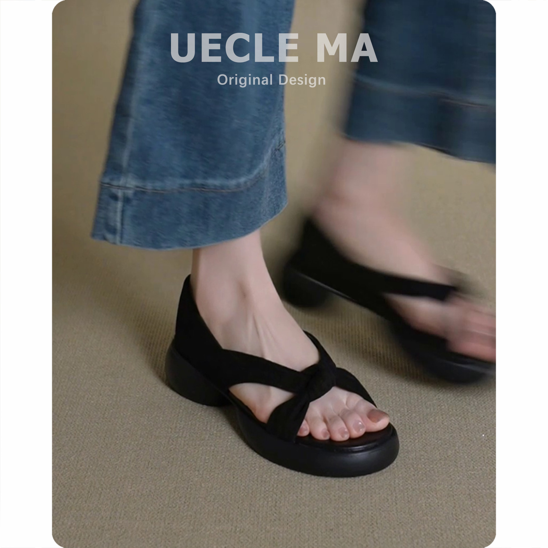 羊皮增高厚底凉鞋女款夏季时尚配裙子绝美不累脚复古休闲风罗马鞋主图