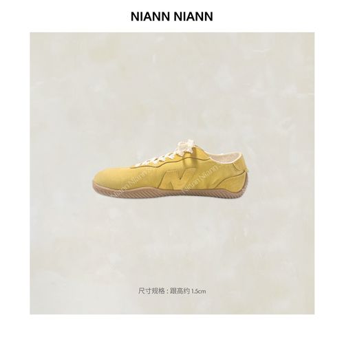 NiannNiann 26新款高级鞋履圆头牛反绒雨伞布运动小柠檬鞋17136主图