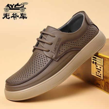 老爷车男鞋夏季英伦风商务男士休闲皮鞋透气一脚蹬轻便开车软底
