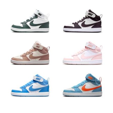 NIKE 耐克男女童高帮休闲板鞋 COURT BOROUGH 舒适儿童运动鞋