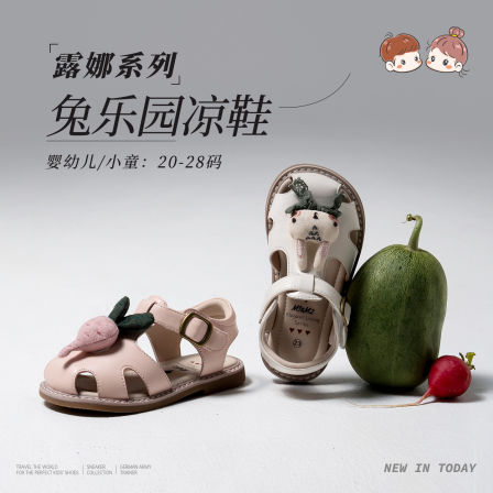 m1m2童鞋儿童罗马凉鞋夏季新款皮鞋宽头防踢防撞女宝宝镂空勃肯鞋