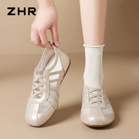 ZHR则则网面德训鞋女2026夏新款透气网纱运动凉鞋芭蕾薄款小白鞋