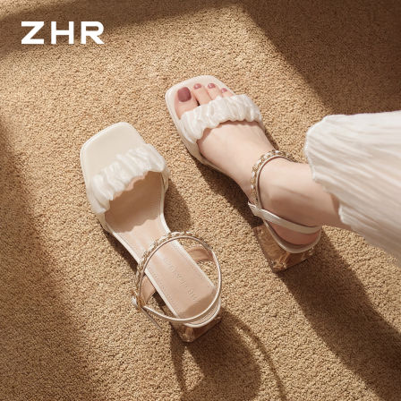 ZHR则则百搭粗跟凉鞋女2026新款夏季法式绝美不累脚配裙子高跟鞋
