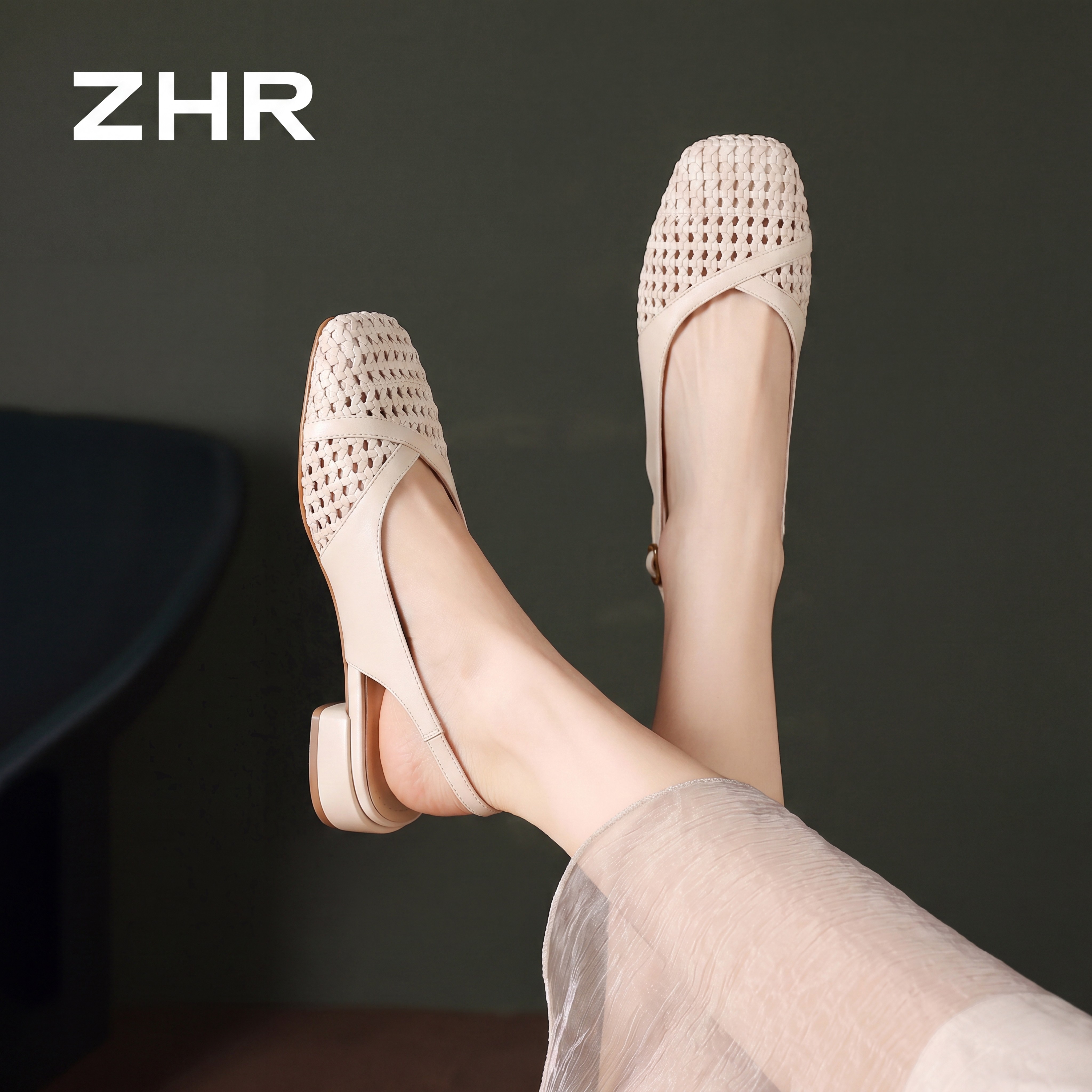 ZHR则则编织包头凉鞋女2026夏季新款法式镂空配裙软底玛丽珍单鞋主图