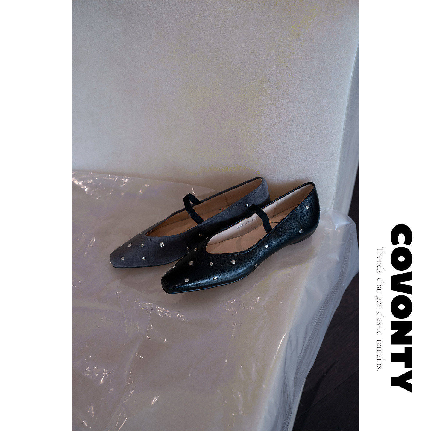 COVONTY【超能小太阳】 铆钉玛丽珍芭蕾鞋女内增高单鞋瘦主图