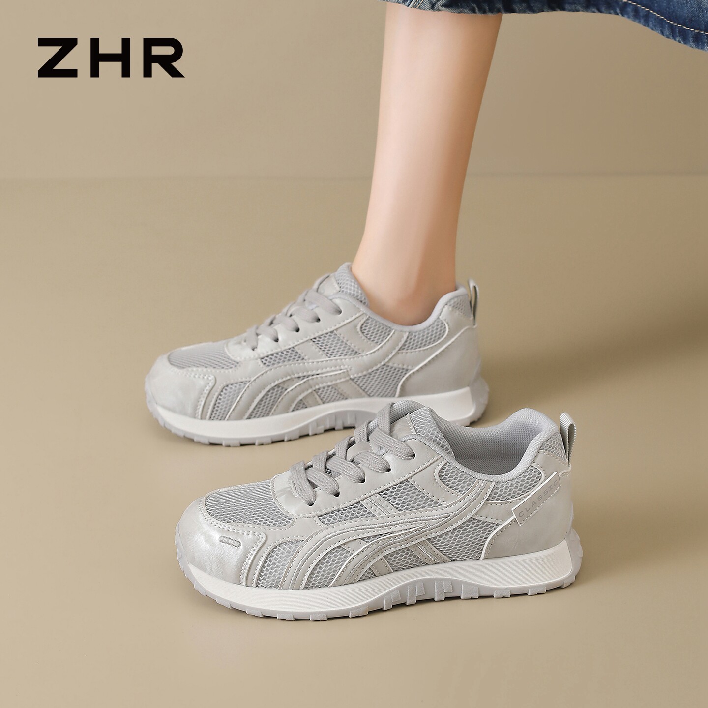 ZHR则则透气老爹鞋女2026新款夏季网面德训鞋厚底百搭运动鞋女鞋主图
