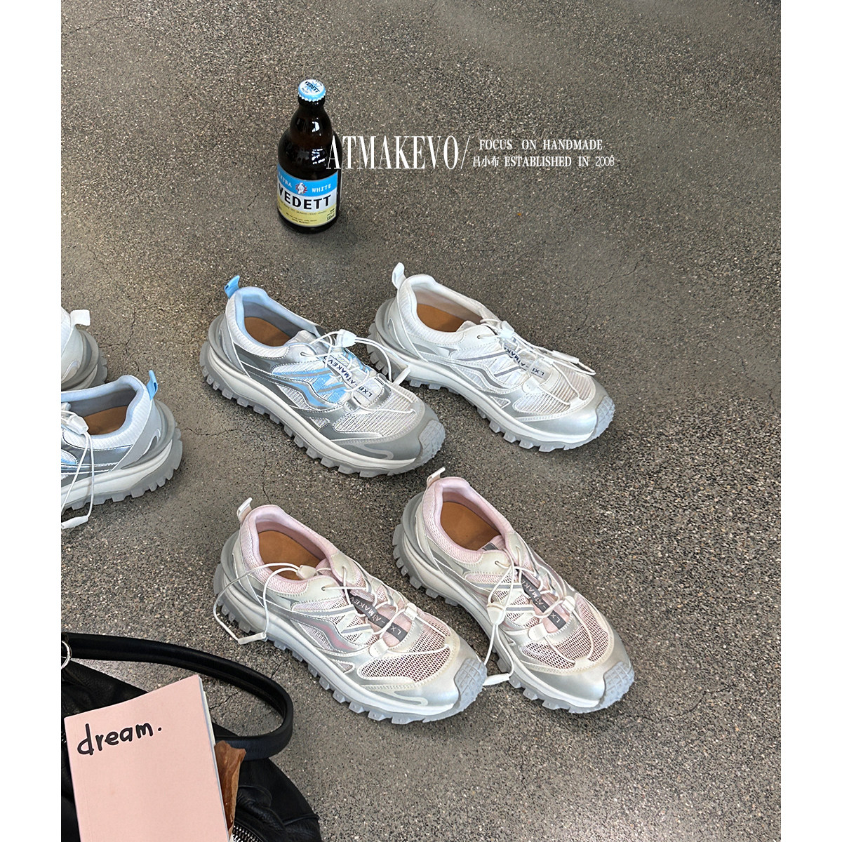 吕小布 | 轮胎底老爹鞋 户外运动厚底增高登山鞋真皮轻跑休闲鞋女主图