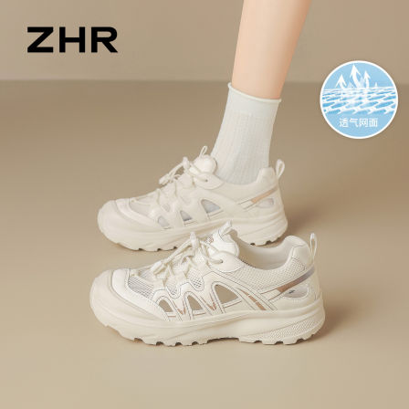 ZHR则则网面老爹鞋女2026夏新款厚底镂空透气运动凉鞋休闲小白鞋