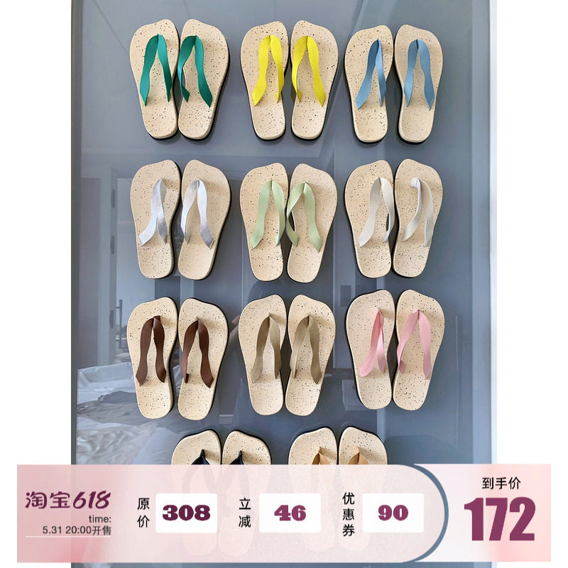 葡萄妈studiolee 羊皮人字拖百搭防滑度假风异形夹脚夏季拖鞋女主图