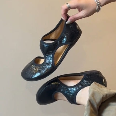 羊皮版~小众软底夏季镂空单鞋女法式时髦一脚蹬外穿通勤设计凉鞋