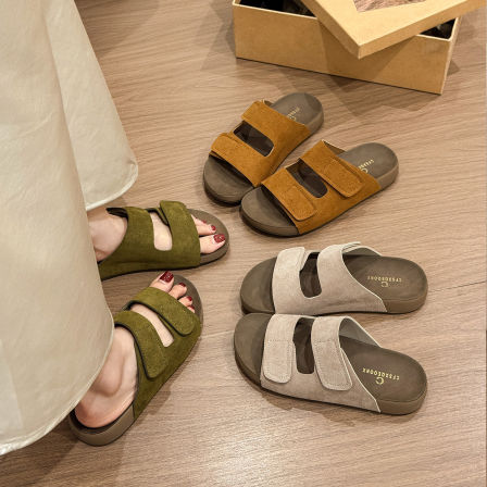 复古勃肯凉拖鞋女夏外穿2026新款凉鞋绝美配裙子海边沙滩一字拖鞋