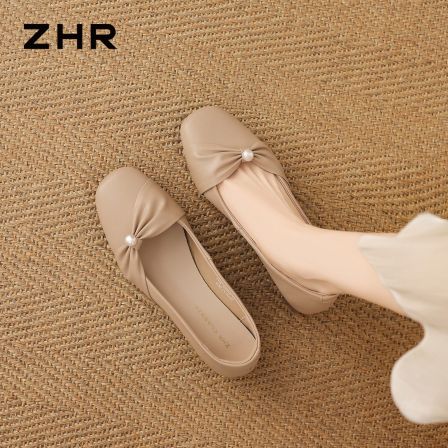 ZHR则则珍珠浅口单鞋女2026夏新款法式粗跟仙女风配裙子玛丽珍鞋