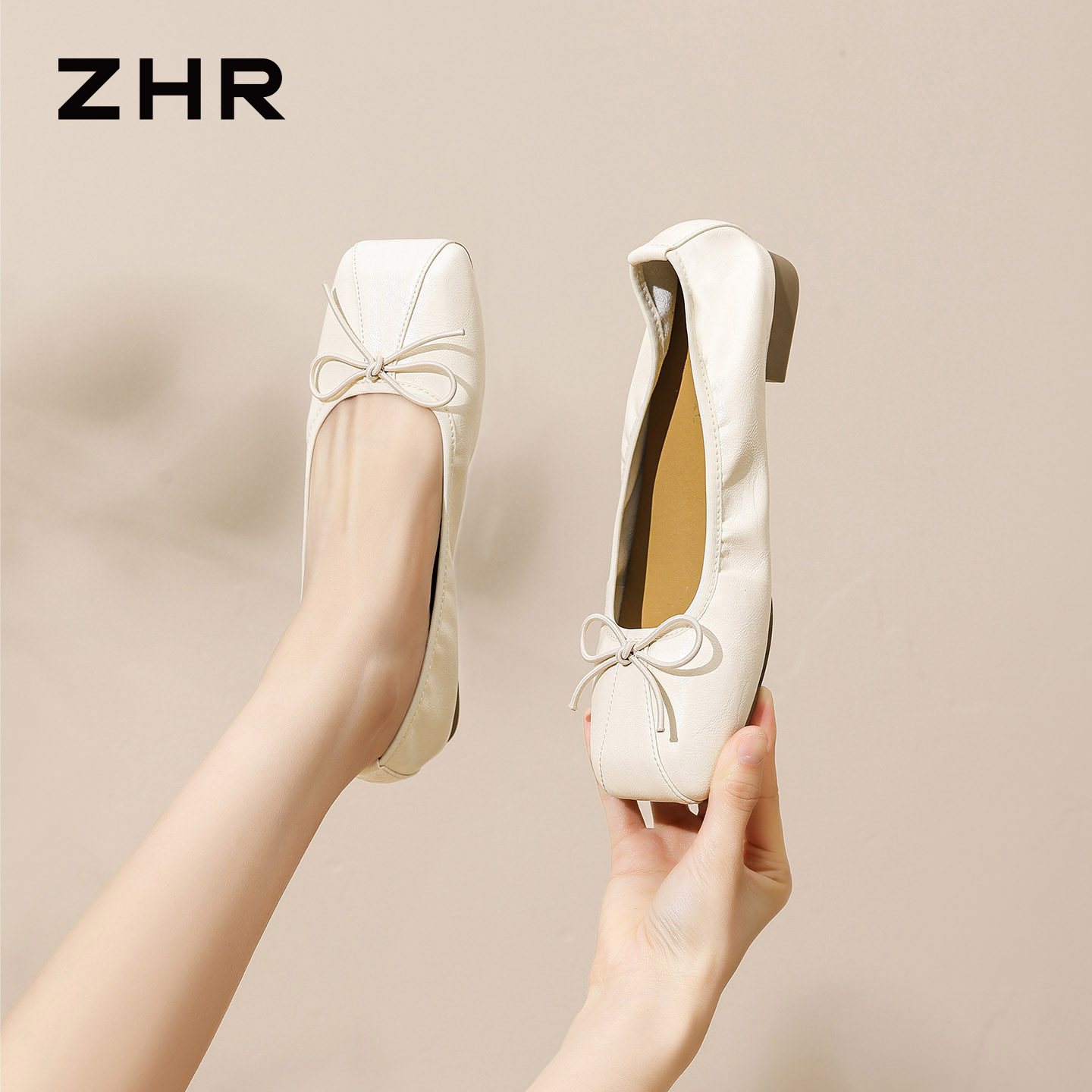 ZHR平底真皮玛丽珍鞋绝美妈妈鞋主图