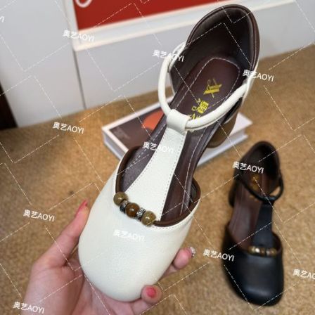 夏季经典妈妈鞋舒适包头凉鞋软底时尚百搭女款中跟粗跟高档复古