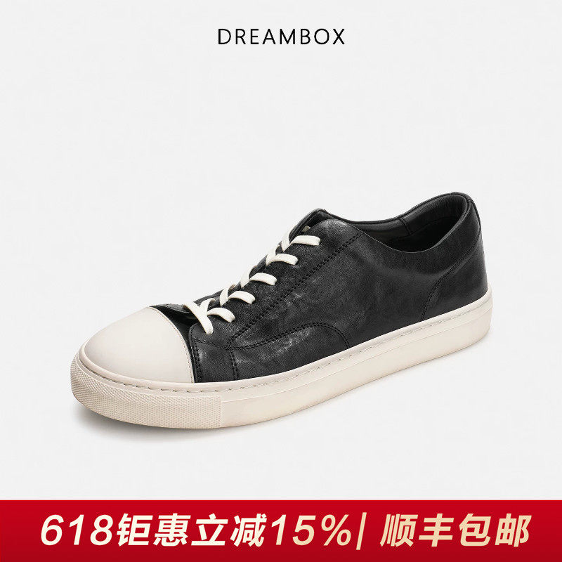 DREAMBOX钧博石洗马皮百搭经典休闲板鞋夏季透气男女同款平底鞋子主图