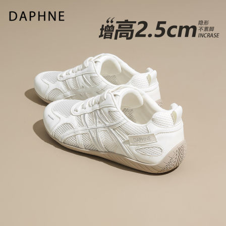 达芙妮网面透气小白鞋女2026夏季新款不闷脚休闲鞋百搭复古德训鞋