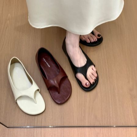 法式复古平底夹脚凉鞋女2026新款夏季百搭绝美配裙子沙滩罗马鞋子