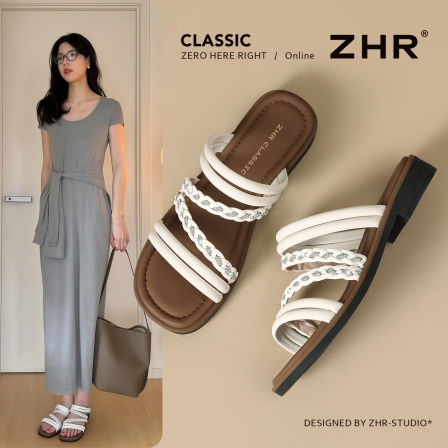 ZHR则则平底拖鞋女2026新款夏季外穿编织软底凉拖鞋鞋配裙子沙滩鞋