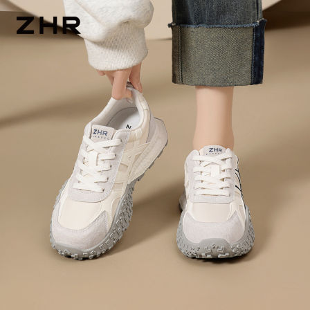 ZHR则则真皮德训鞋女2026夏秋新款软底户外休闲运动鞋厚底阿甘鞋