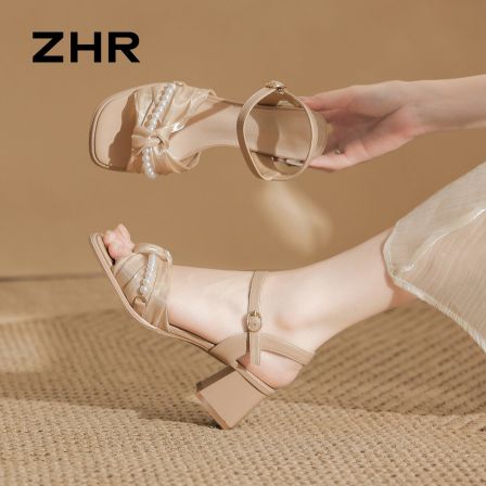 ZHR则则坡跟凉鞋女沙滩鞋绝美