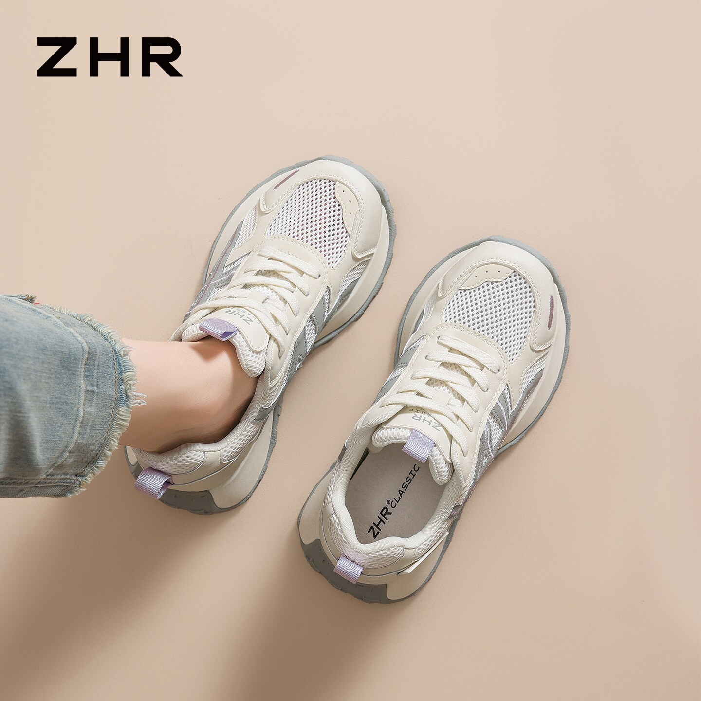 ZHR则则网面透气老爹鞋女主图
