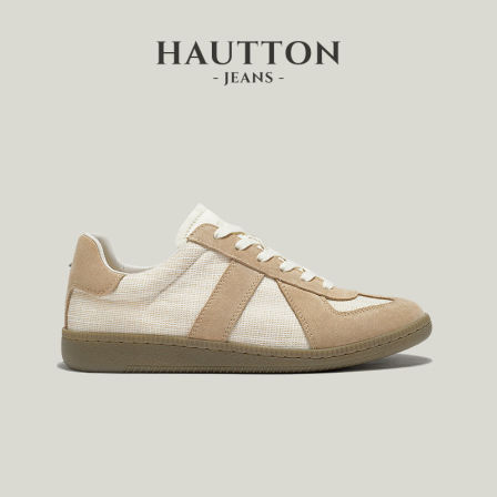 【透气亚麻】HauttonJeans薄底德训鞋男款夏季男鞋复古休闲鞋板鞋