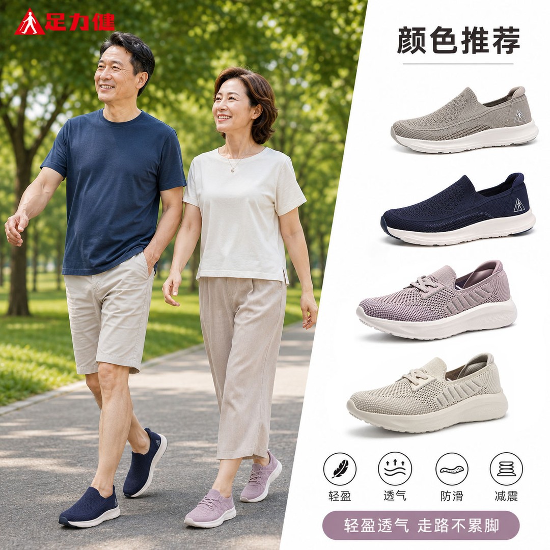足力健夏季舒适透气一脚蹬男女26267001Z/26267004Z主图