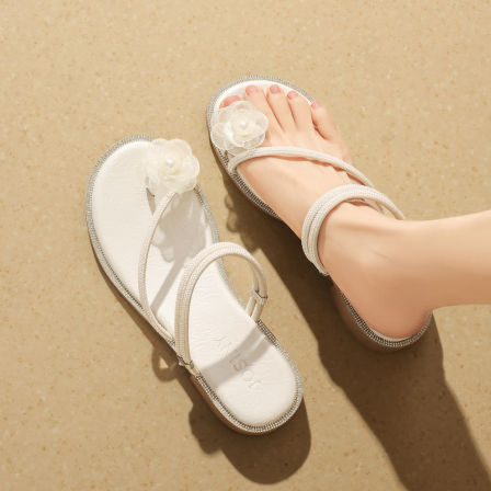 卓诗尼仙女风一字拖女鞋夏外穿