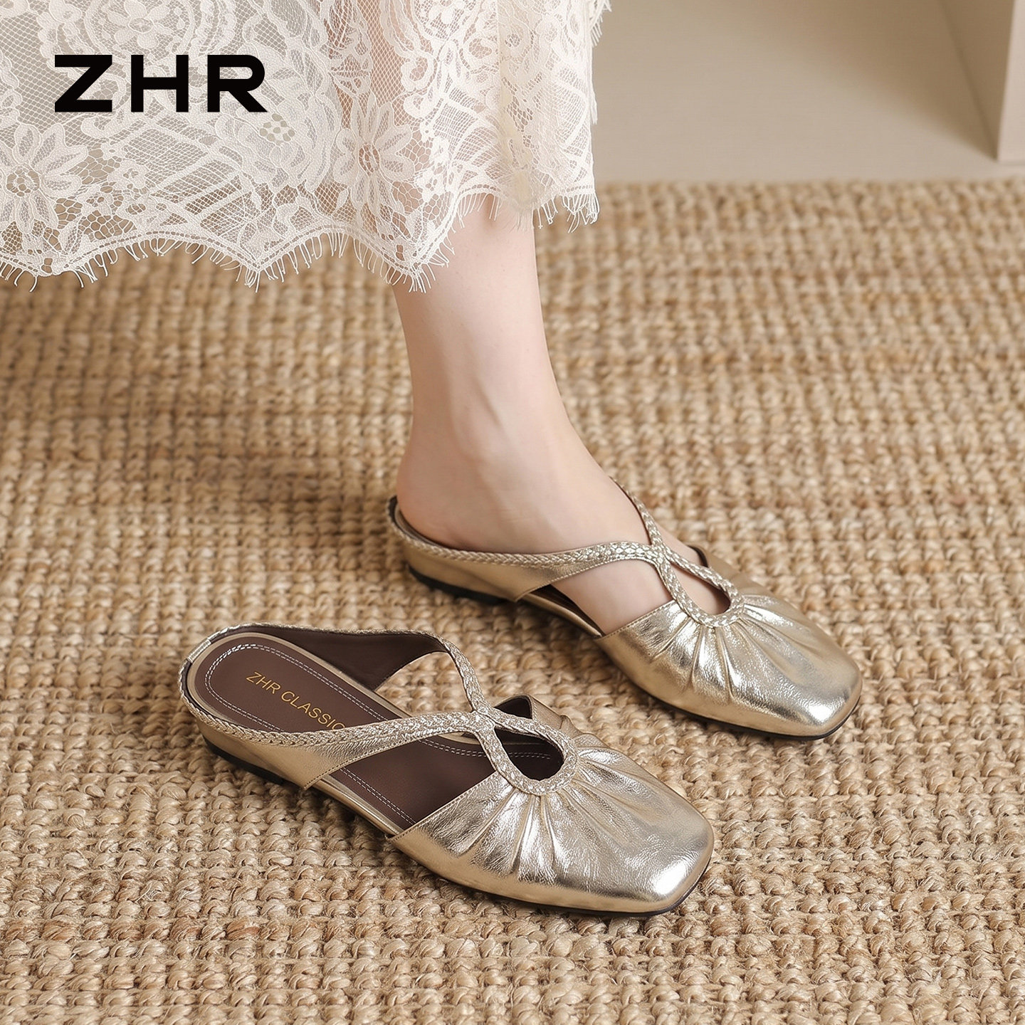 ZHR外穿穆勒拖鞋配裙绝美凉拖鞋主图