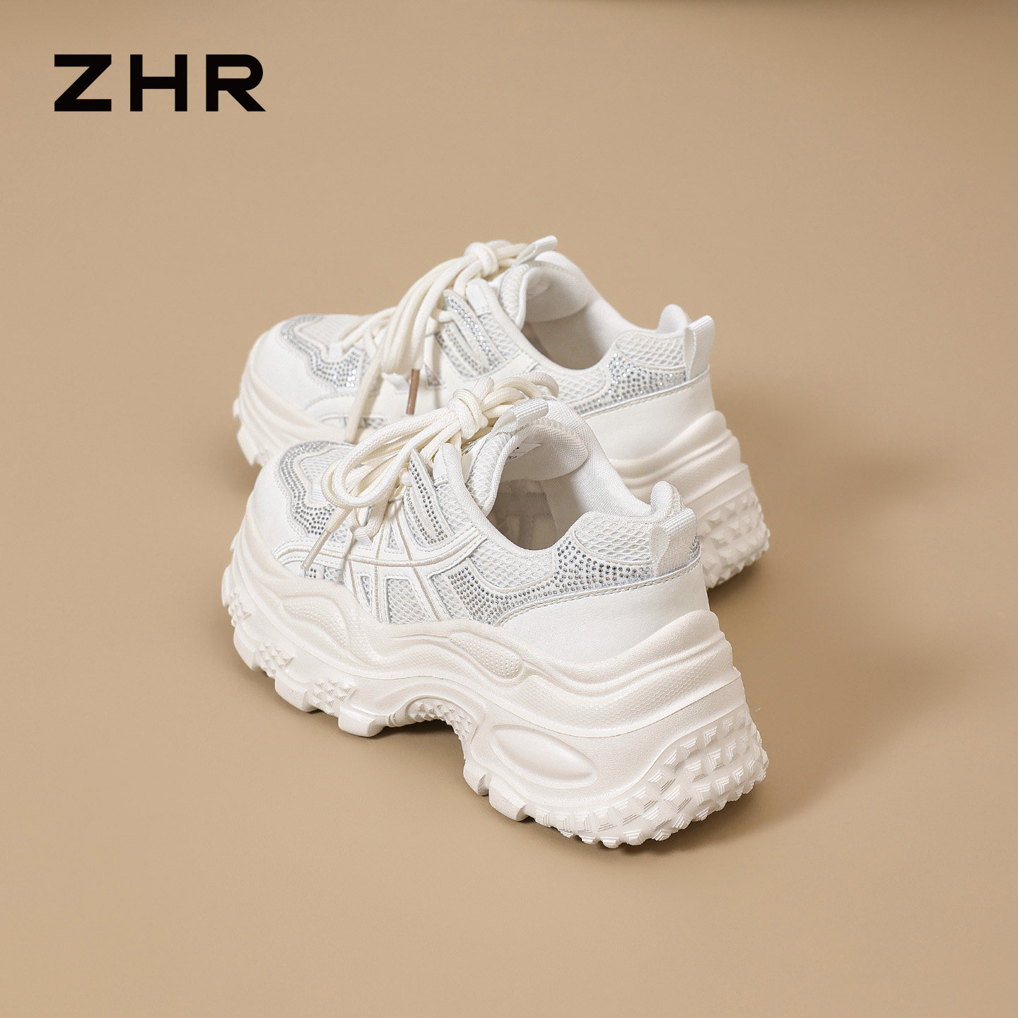ZHR则则厚底增高老爹鞋女主图