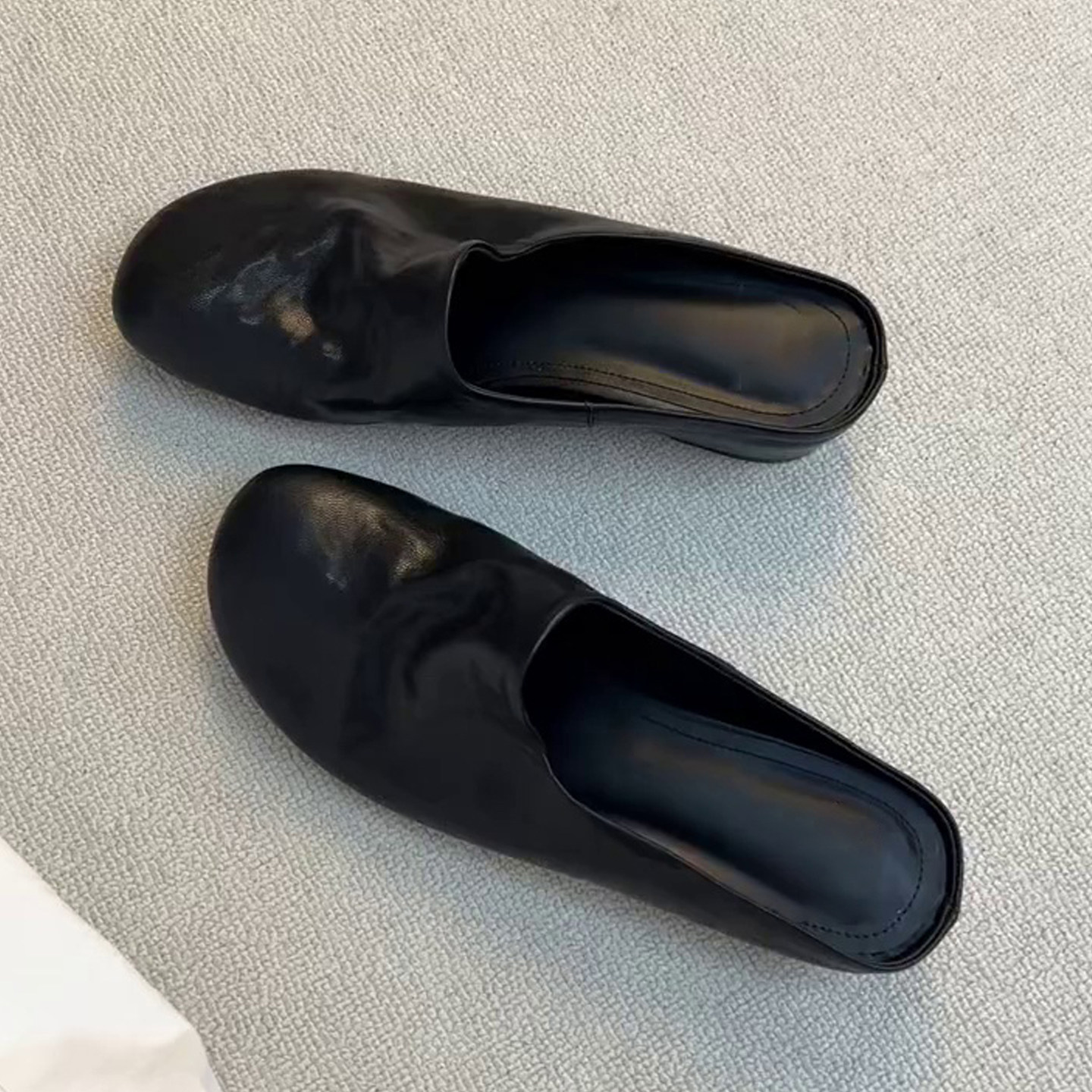 羊皮版~极简风圆头内增高凉拖鞋女百搭一脚蹬穆勒包头半拖鞋外穿主图