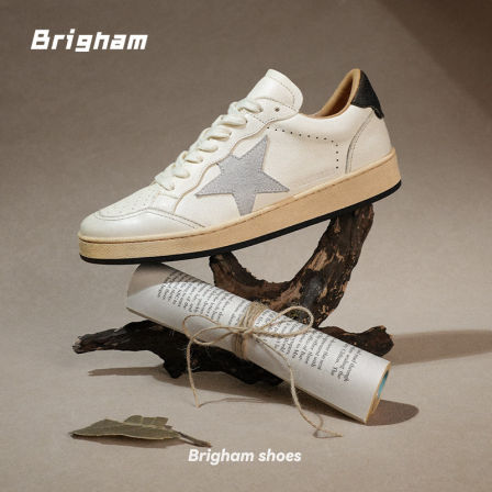 Brigham“小G”手工复古擦色做旧脏星星男女款休闲牛皮板鞋D280