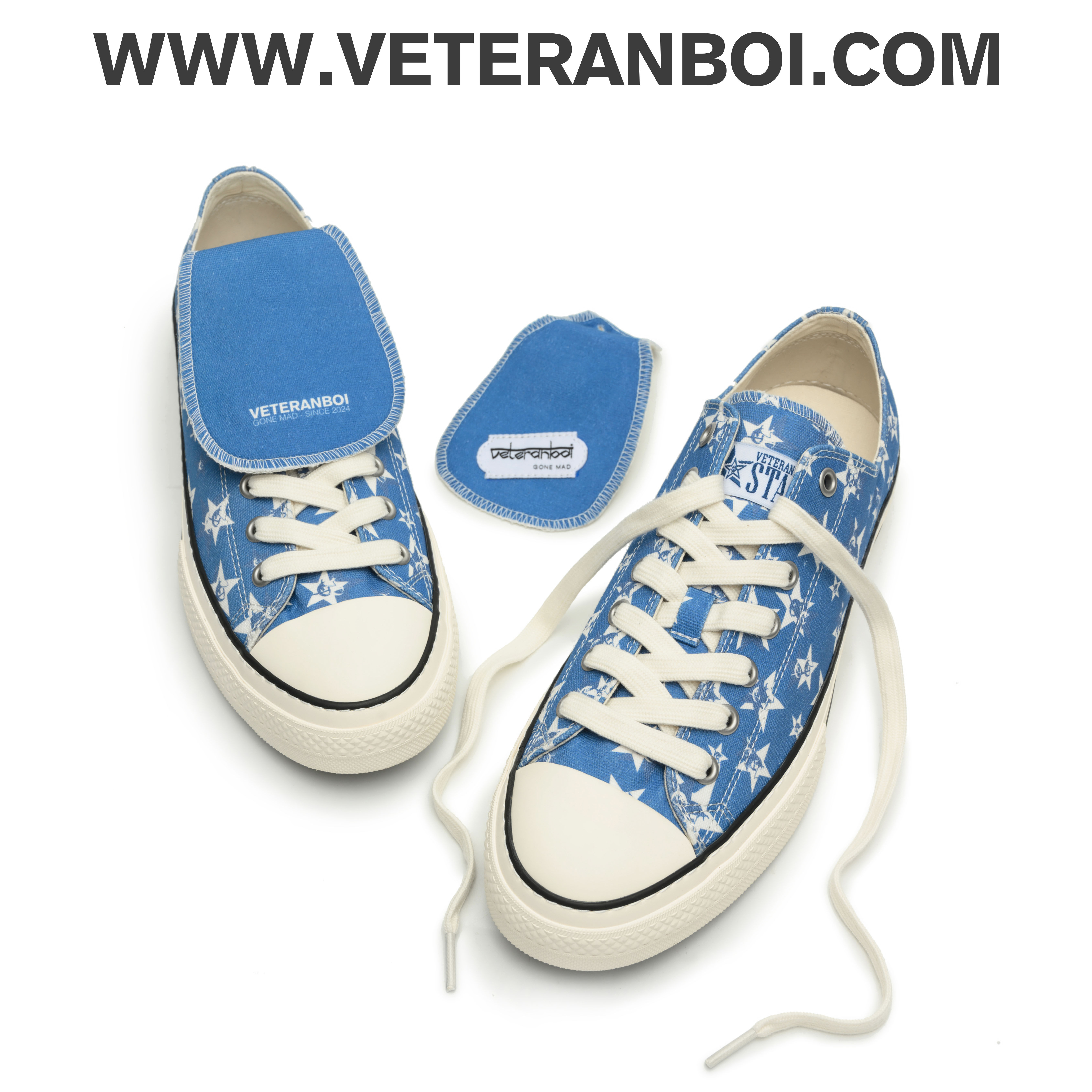 VETERANBOI 蓝色星星豹纹板鞋 STAR LEOPARD CANVAS SHOE主图