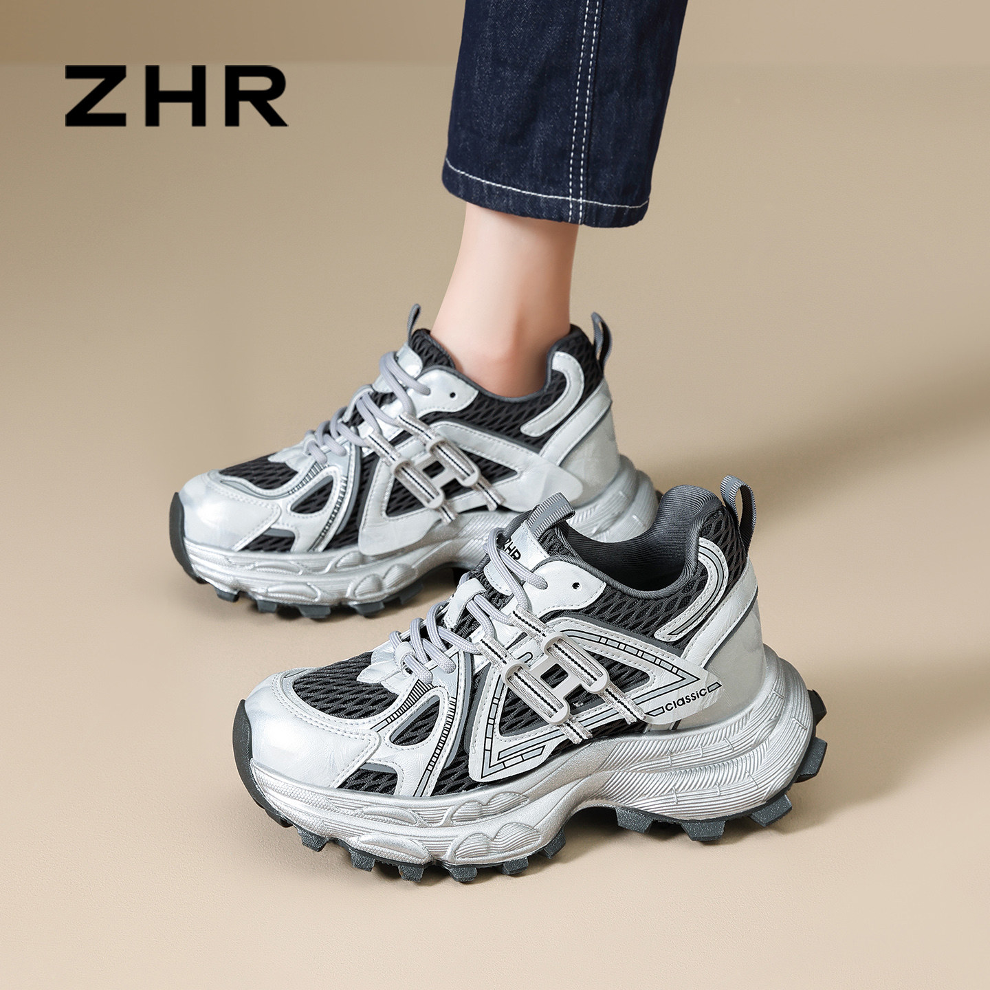 ZHR则则厚底老爹鞋女休闲德训鞋主图
