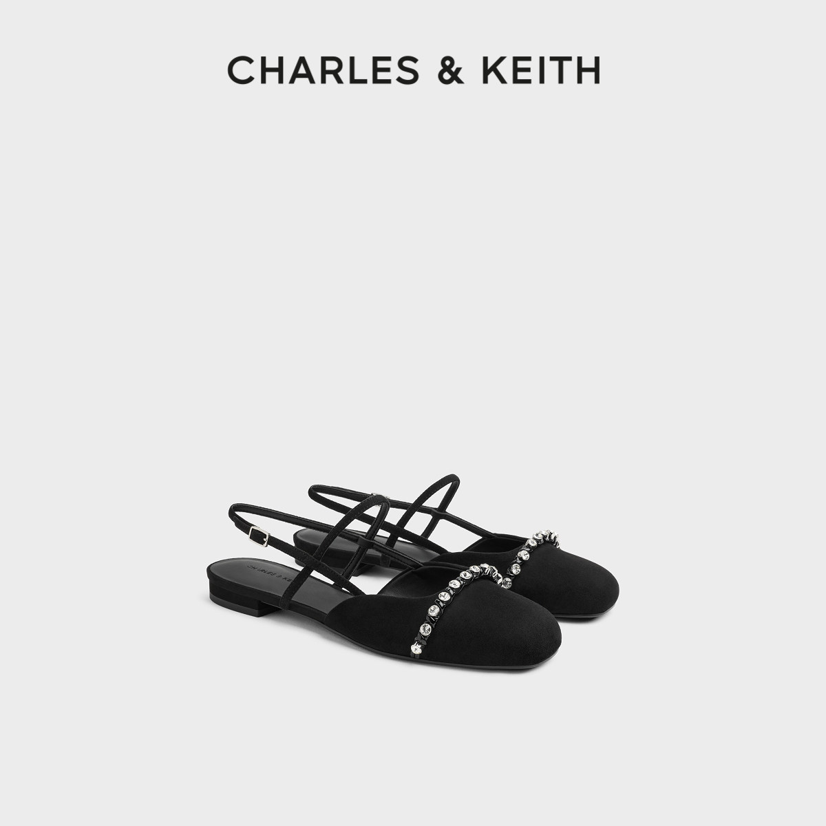 CHARLES&KEITH26秋新款CK1-70920232一字带闪钻时尚凉鞋玛丽珍鞋主图