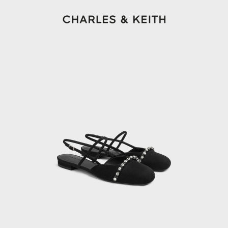 CHARLES&KEITH26秋新款CK1-70920232一字带闪钻时尚凉鞋玛丽珍鞋
