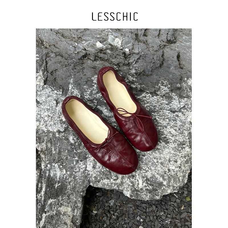 LESSCHIC【芭蕾舞鞋】油蜡牛皮内里羊皮圆头平底鞋主图