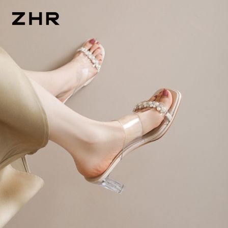 ZHR则则高跟透明凉拖鞋鞋女2026新款夏季外穿配裙子粗跟绝美不累脚