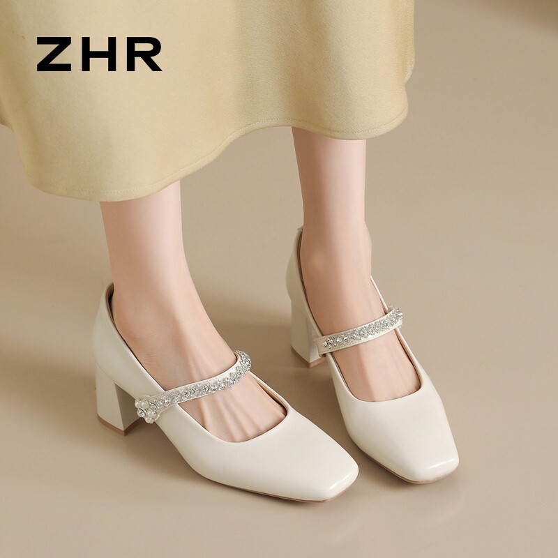 ZHR水钻一字带高跟玛丽珍鞋！主图